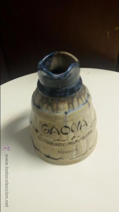 Vintage: JARA DE CER&Aacute;MICA CON PUBLICIDAD GAONA RESTAURANTE-MARISQUER&Iacute;A BURGOS