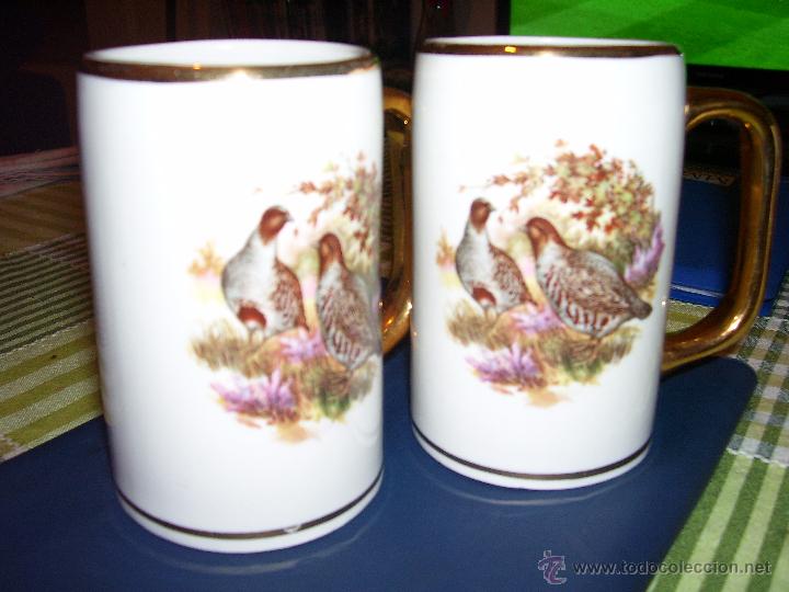 Vintage: JARRAS DECORADAS CON PAREJA DE PERDICES A&Ntilde;OS 60-70