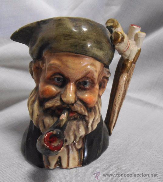 Vintage: PEQUE&Ntilde;A JARRA ESTILO TOBY JUG , CARA ANCIANO CON PIPA