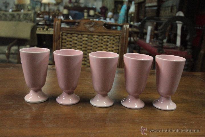 Vintage: Juego de 5 copas en porcelana rosa, fabricadas en corea. Selladas.