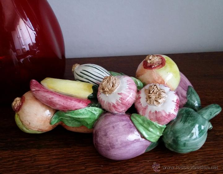 Vintage: CENTRO DE MESA BARBOTINA DE VERDURAS CERAMICA DE MANISES