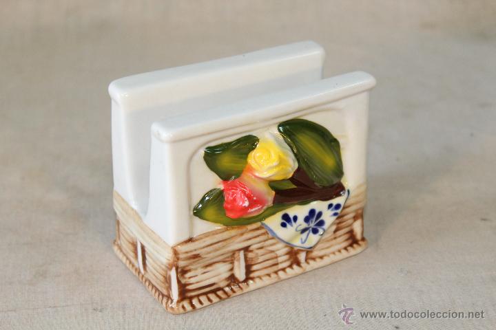 Vintage: servilletero en ceramica