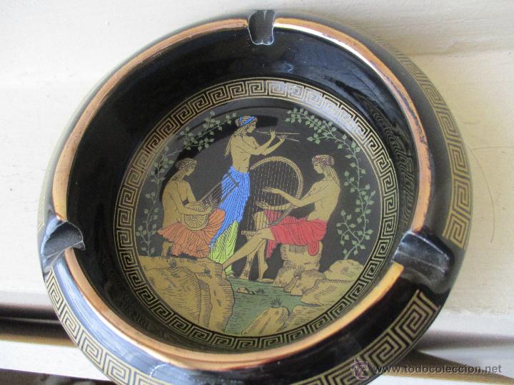 Vintage: CENICERO DE PORCELANA GRIEGA Y ORO 24 KILATES