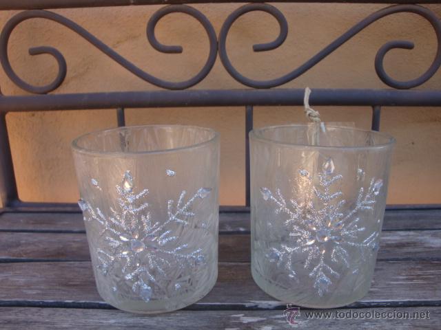 Vintage: 2 vasos de cristal navide&ntilde;o - Foto 2