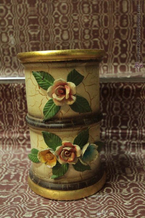 Vintage: FLORERO O TARRO VINTAGE, CON MOTIVOS FLORALES, EN BUEN ESTADO