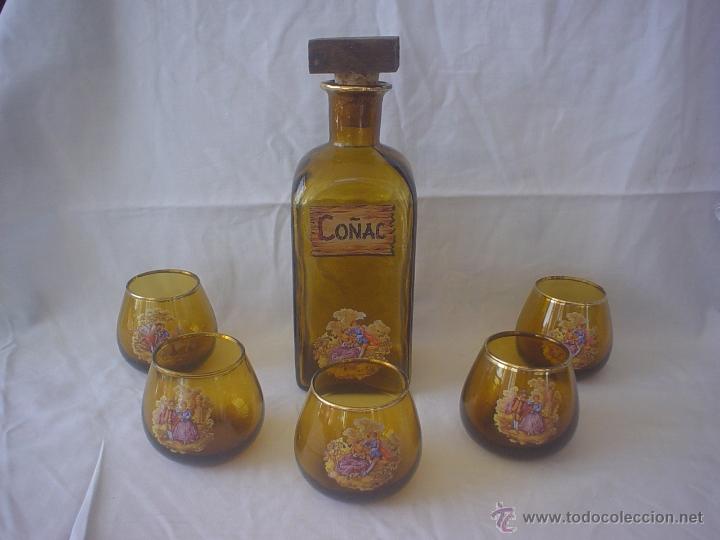 Vintage: JUEGO LICOR CO&Ntilde;AC - BOTELLA - VASOS - Foto 1