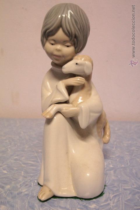Vintage: FIGURA NI&Ntilde;O Y OVEJA, PORCELANA JAPONESA, SELLADA