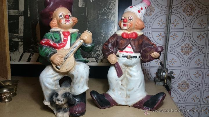 Vintage: PAREJA DE FIGURAS, PAYASOS, 25CM APROX