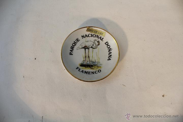 Vintage: PARQUE NACIONAL DE DO&Ntilde;ANA, PLATO PEQUE&Ntilde;O EN PORCELANA CON ORO DE LEY