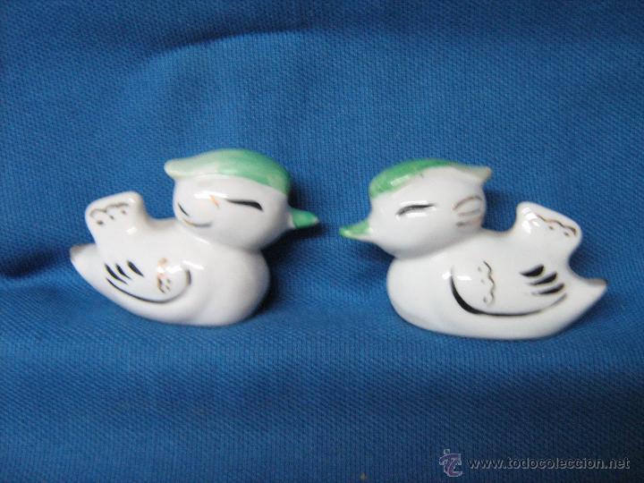 Vintage: DOS PATOS DE PORCELANA EN MINIATURA - A&Ntilde;OS 80