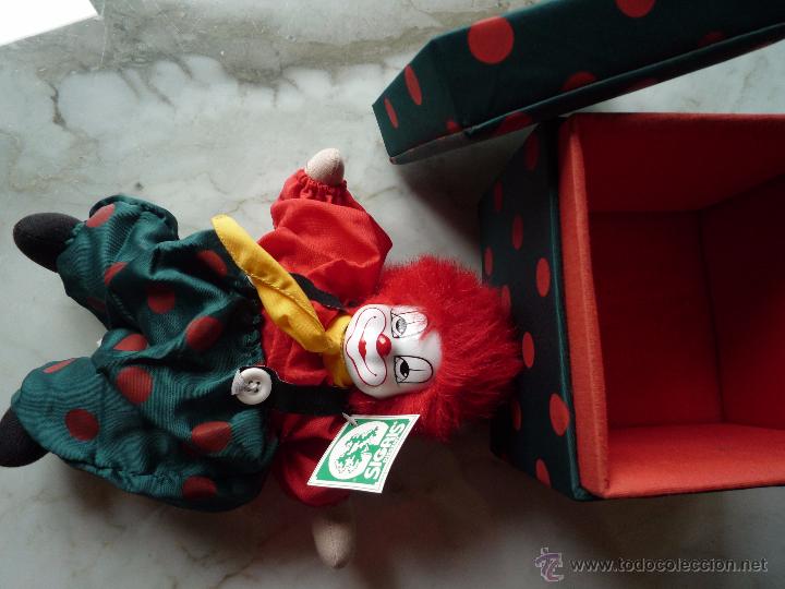 Vintage: PAYASO cabeza porcelana en CAJA tela / Marca SIGRIS DISSENY a&ntilde;os '80 / A estrenar / &iexcl;&Uacute;nico en TC!