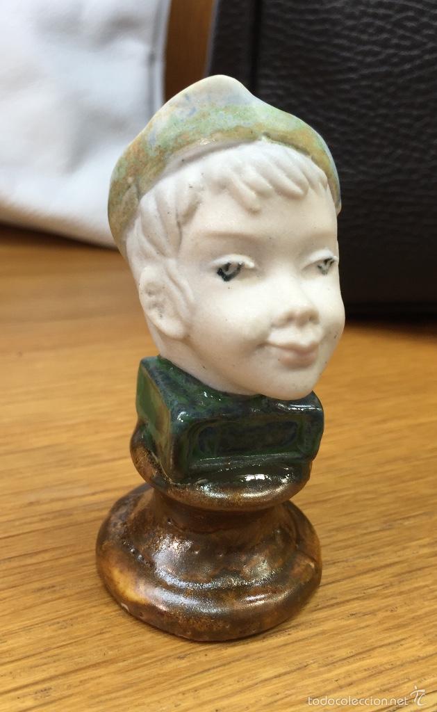 Vintage: Peque&ntilde;o busto de joven o ni&ntilde;o - Porcelana de la firma Ingl&eacute;s (Valencia) - A&ntilde;os 70