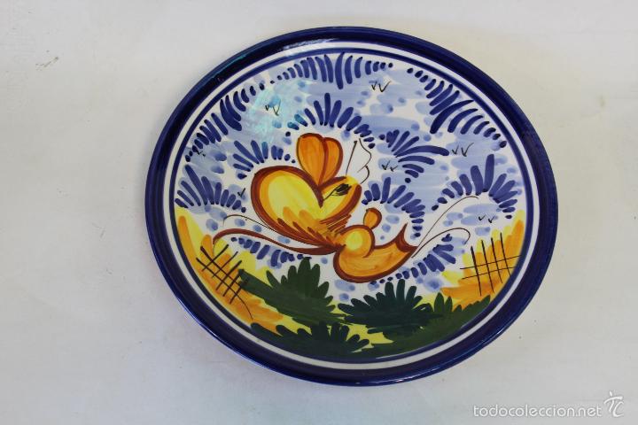 Vintage: plato en ceramica pintado a mano