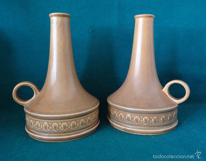 Vintage: JARRON FLORERO CERAMICO GRES. LOTE DOS UNIDADES. VINTAGE.