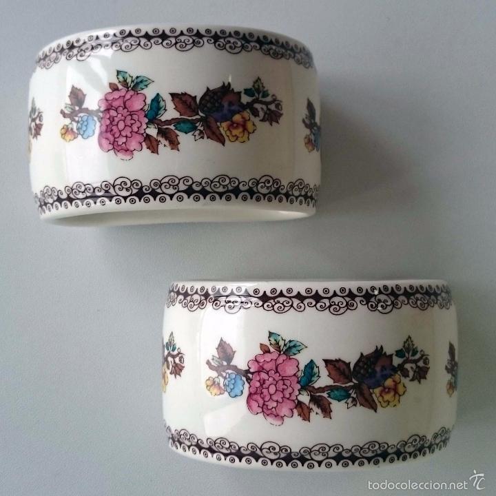 Vintage: Conjunto 2 servilleteros porcelana San Claudio. Colecci&oacute;n Madras.