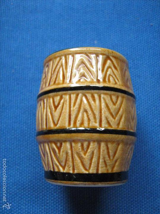 Vintage: PALILLERO DE CERAMICA VIDRIADA CON DE BARRIL - A&Ntilde;OS 70/80