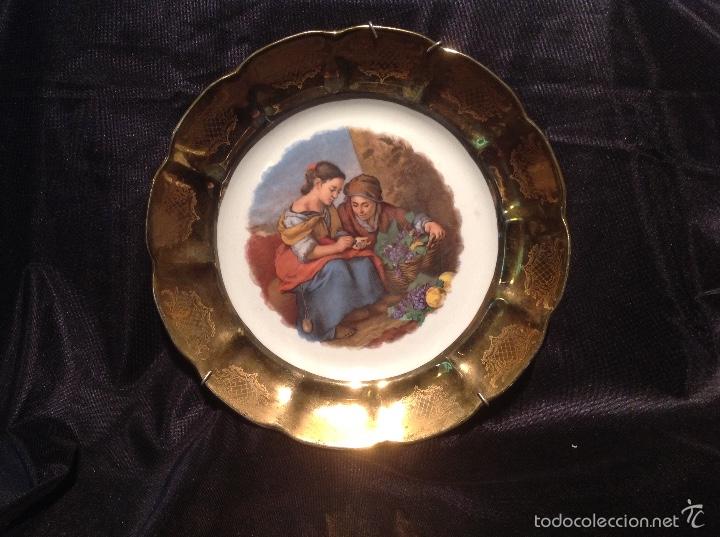 Vintage: Plato decorativo dorado Sanbo Made in Spain 24 cm