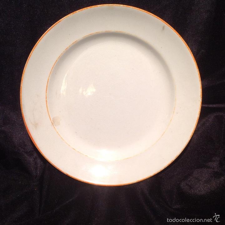 Vintage: Plato Pickman Cartuja Sevilla Borde Naranja 23 cm