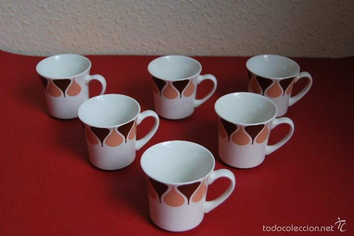 Vintage: JUEGO DE SEIS TAZAS DE CAF&Eacute; - ROYAL CHINA VIGO - RETRO - VINTAGE - A&Ntilde;OS 60