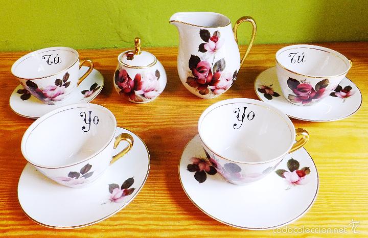 Vintage: Juego cafe tu y yo porcelana 10 pzas Decoraciones Rema Bilbao
