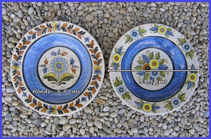 Vintage: Dos Fuentes de Talavera CHACON CS 59...medidas 33,5 cms de di&aacute;metro X 5,5 hondo