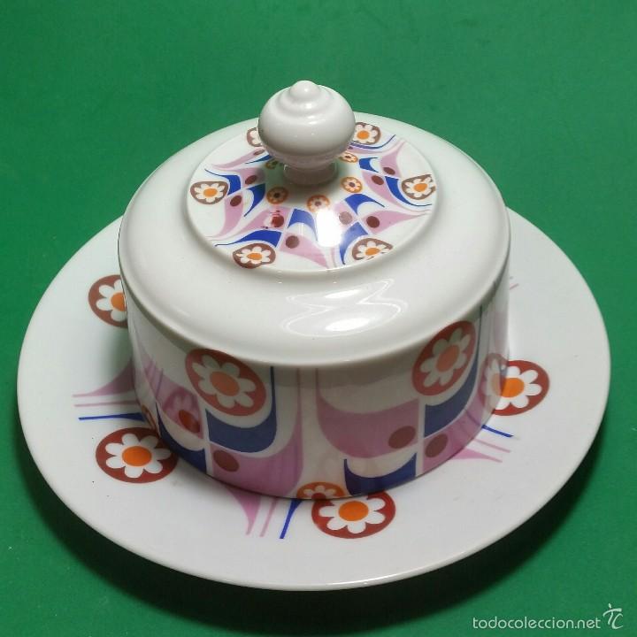 Vintage: PRECIOSA QUESERA DE PORCELANA DECORADA JAMBO MADE IN SPAIN