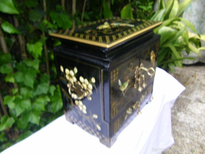 Vintage: GRAN JOYERO TRES CAJONES DE NACAR Y ESMALTES