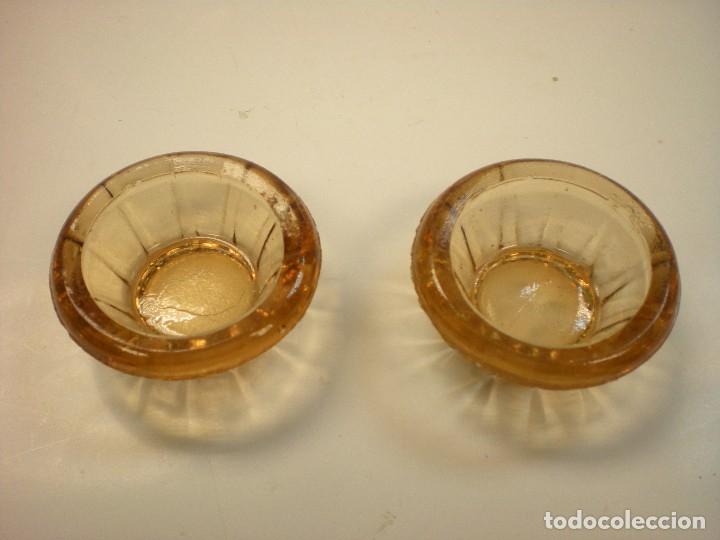 Vintage: pareja de portavelas en cristal, di&aacute;metro 6cm y altura 3cm