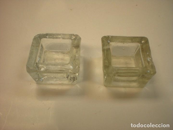 Vintage: pareja de portavelas en cristal, 5x5x3cm