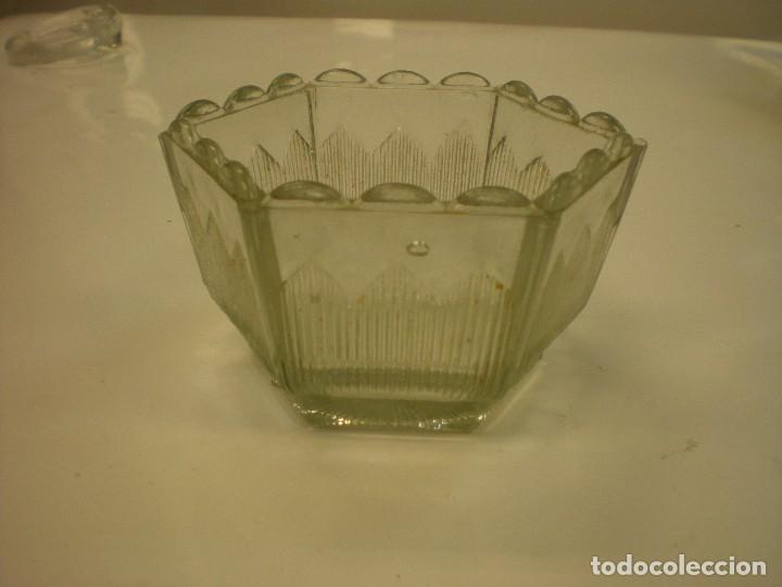 Vintage: portavelas en cristal antiguo, 10x10x7cm