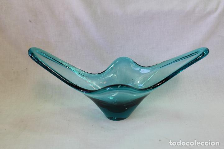Vintage: centro de mesa en cristal azul