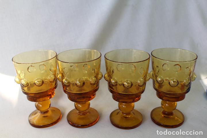 Vintage: 4 copas en cristal ambar - Foto 1