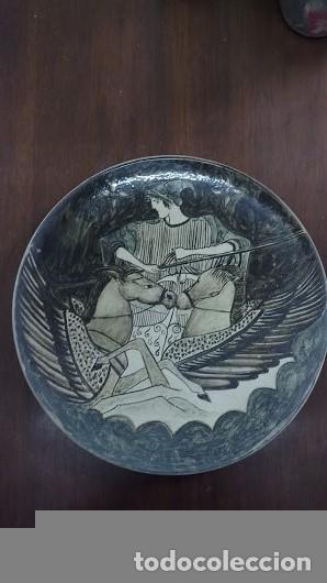 Vintage: plato de cer&agrave;mica pintado a mano con motivo Griego