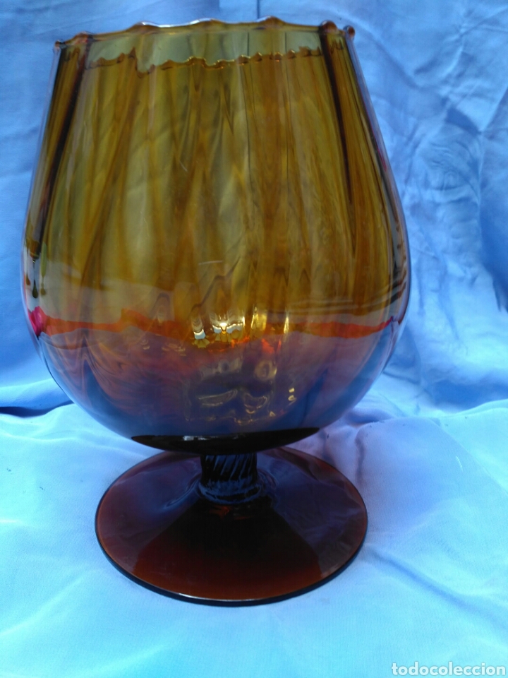 Vintage: Copa de cristal de color caramelo de los a&ntilde;os 60