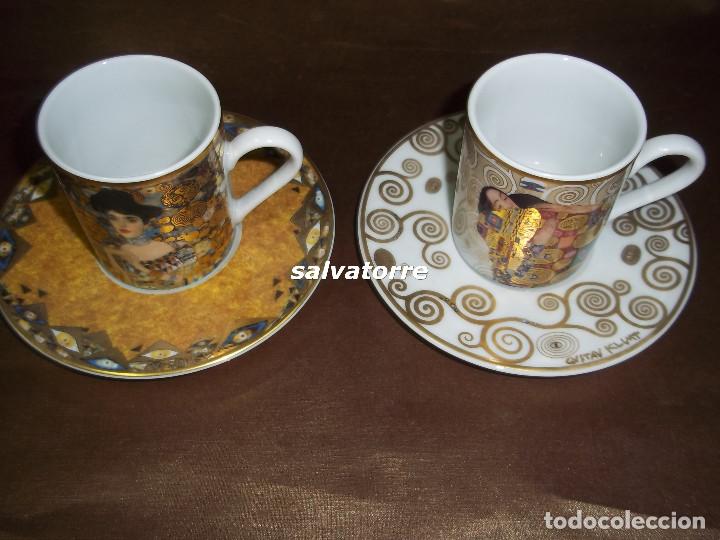 Vintage: GOBEL.ARTIS ORBIS.GUSTAV KLIMT. 2 TAZAS DE CAF&Eacute; CON PLATOS. GRABADO AL ORO.