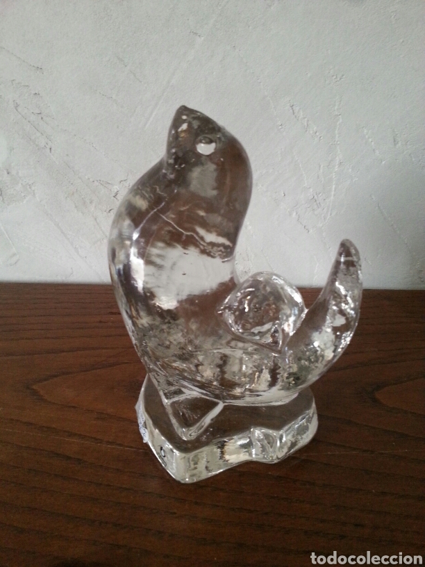 Vintage: Foca con cria en cristal