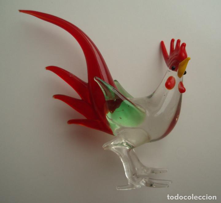 Vintage: GALLO DE CRISTAL DE MURANO. ALTURA 8,5 - LARGO 6,5 - ANCHO 3 CMS.