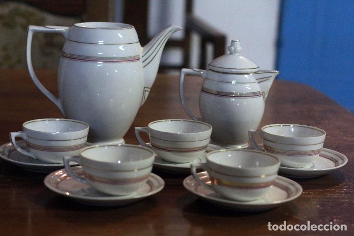 Vintage: Juego de te - caf&eacute;,en porcelana,  con 5 tazas, vintage