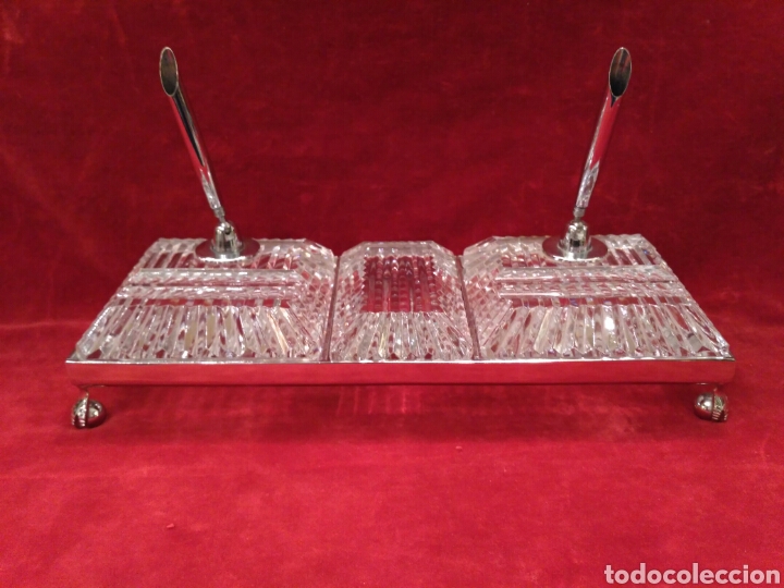 Vintage: Escriban&iacute;a de cristal tallado de los a&ntilde;os 70 - Foto 1