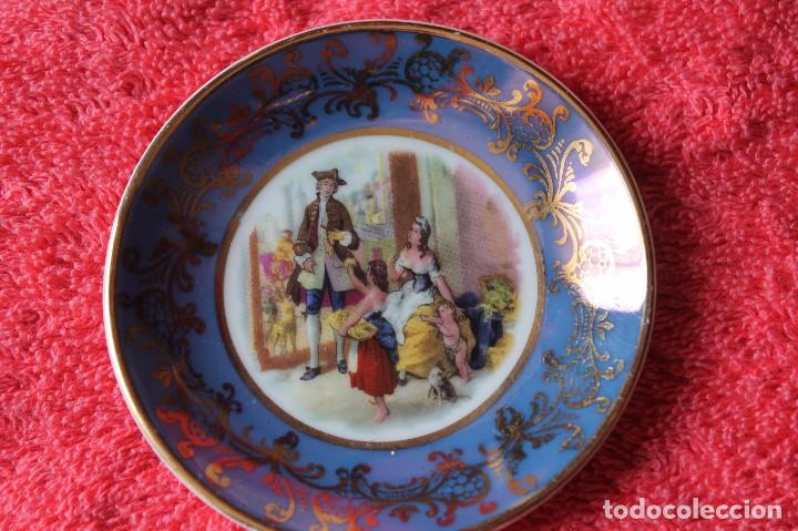 Vintage: PLATO DE PORCELANAS GUILLEN-CON PERFIL DORADO-Vintage-a&ntilde;os 80