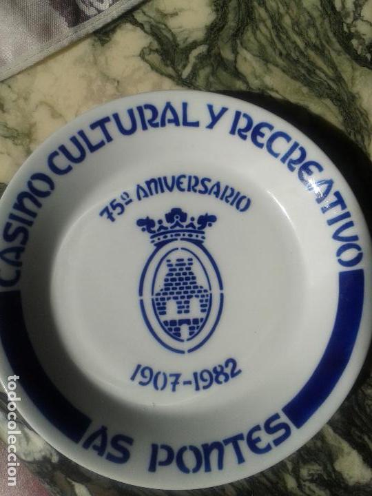 Vintage: sargadelos plato publicitario del 75 aniversario casino cultural y recreativo as pontes