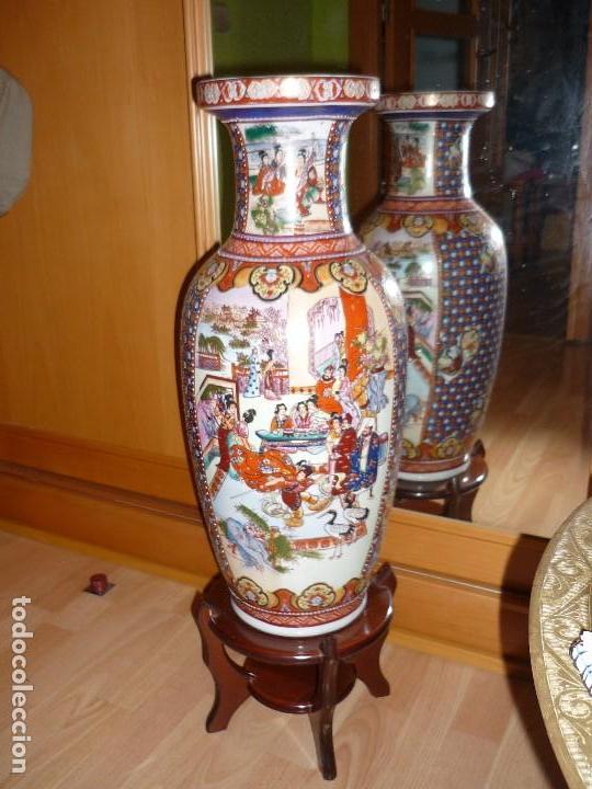 Vintage: JARRON ORIENTAL DE PORCELANA.ALTO 60 CM PEANA 20CM .VER FOTOS
