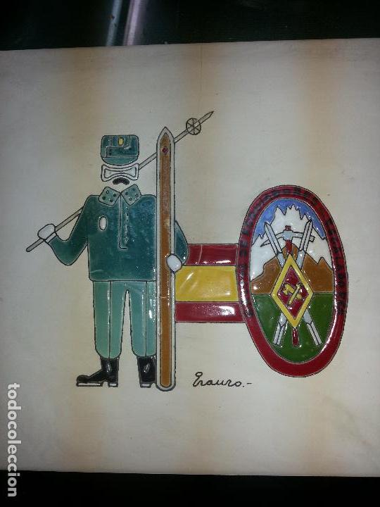 Vintage: azulejo guardia civil grupo esquiadores-escaladores