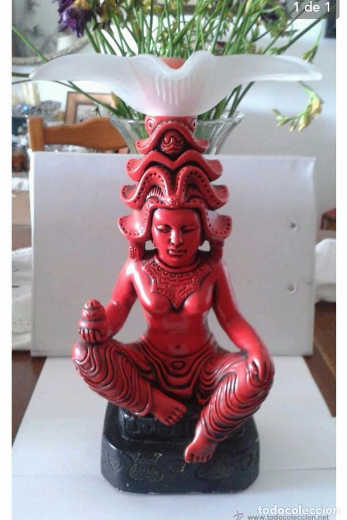 Vintage: FIGURA CHINA CON PORTAVELA A&Ntilde;OS 70
