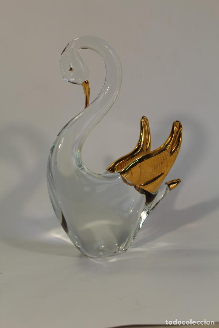Vintage: cisne en cristal con oro - Foto 1