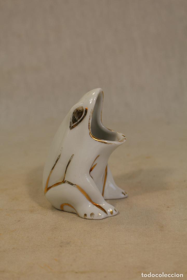 Vintage: palillero rana en ceramica