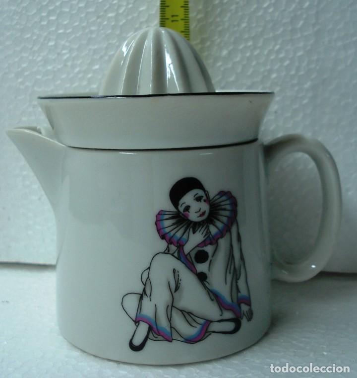 Vintage: EXPRIMIDOR - JARRITA DE LECHE ARLEQU&Iacute;N - PIERROT DE PORCELANA JAPONESA. A&Ntilde;OS 80. &iexcl;&iexcl;NUEVA!!