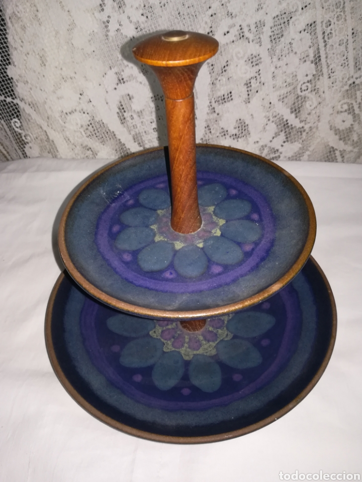 Vintage: Frutero vintage en ceramica y madera