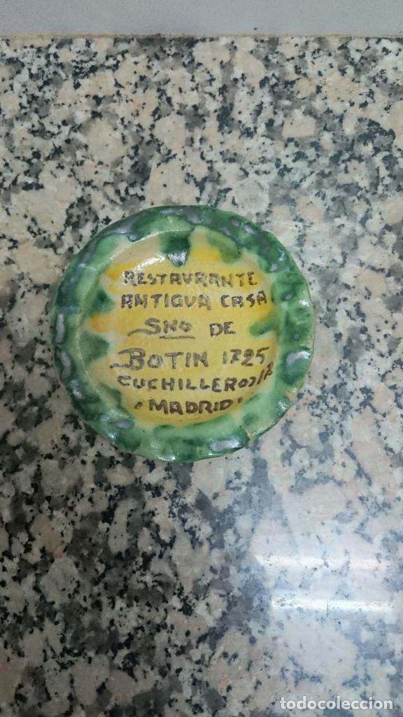 Vintage: PLATITO  RESTAURANTE ANTIGUA CASA.SNO DE BOTIN 1725 CUCHILLEROS MADRID  CERAMICA SANTA FE PUENTE