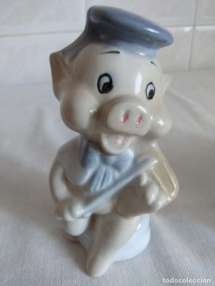 Vintage: CERDITO DISNEY A&Ntilde;OS 70 EN PORCELANA SELLADA.